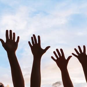 raised hands