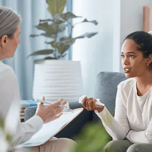 patient consulting with medical professional